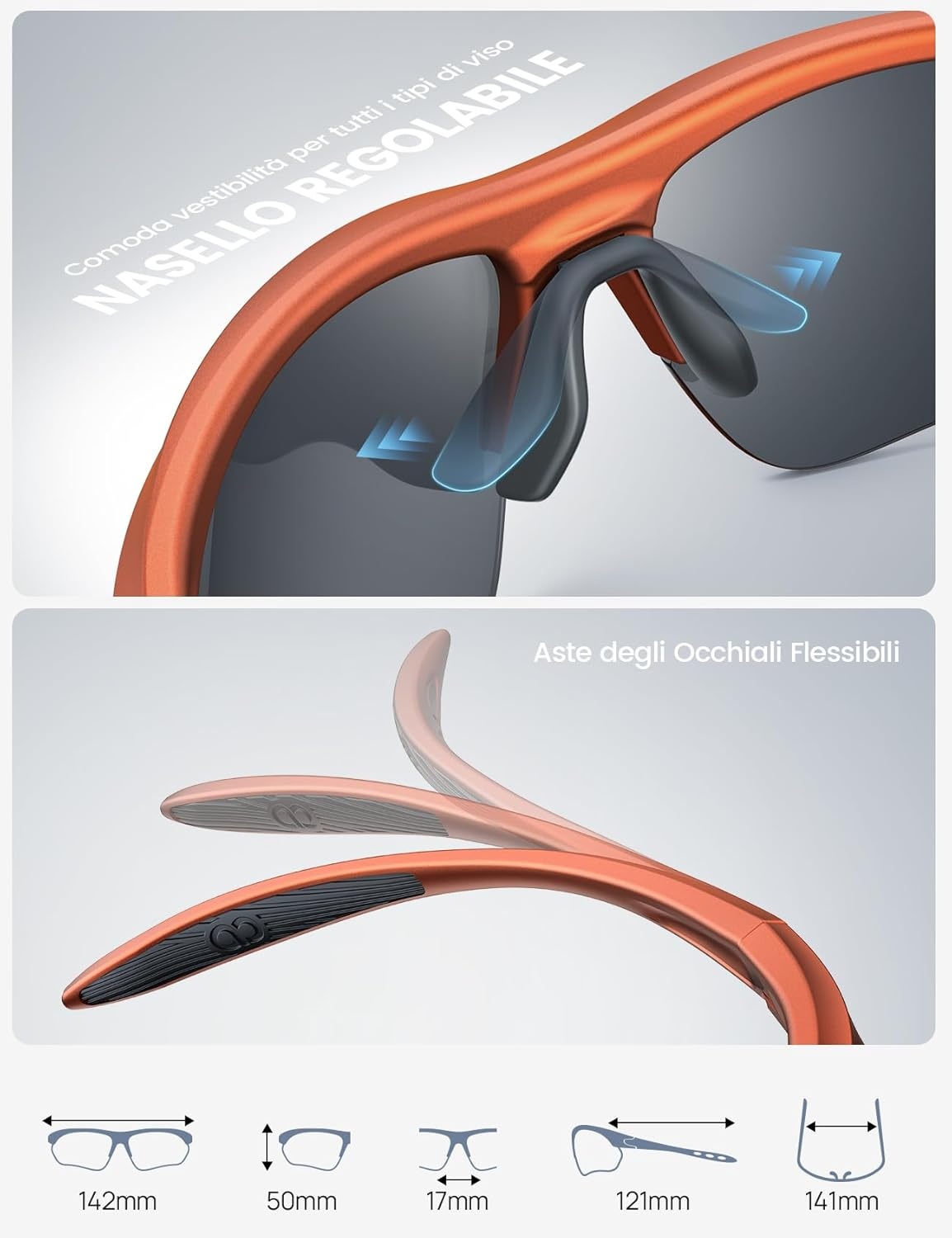 image:imageLamicall 22g Polarized Sports Sunglasses for Men Women UV400 Protection Sun Glasses for Running Cycling Baseball DrivingOrange Framesilver Gray Lens