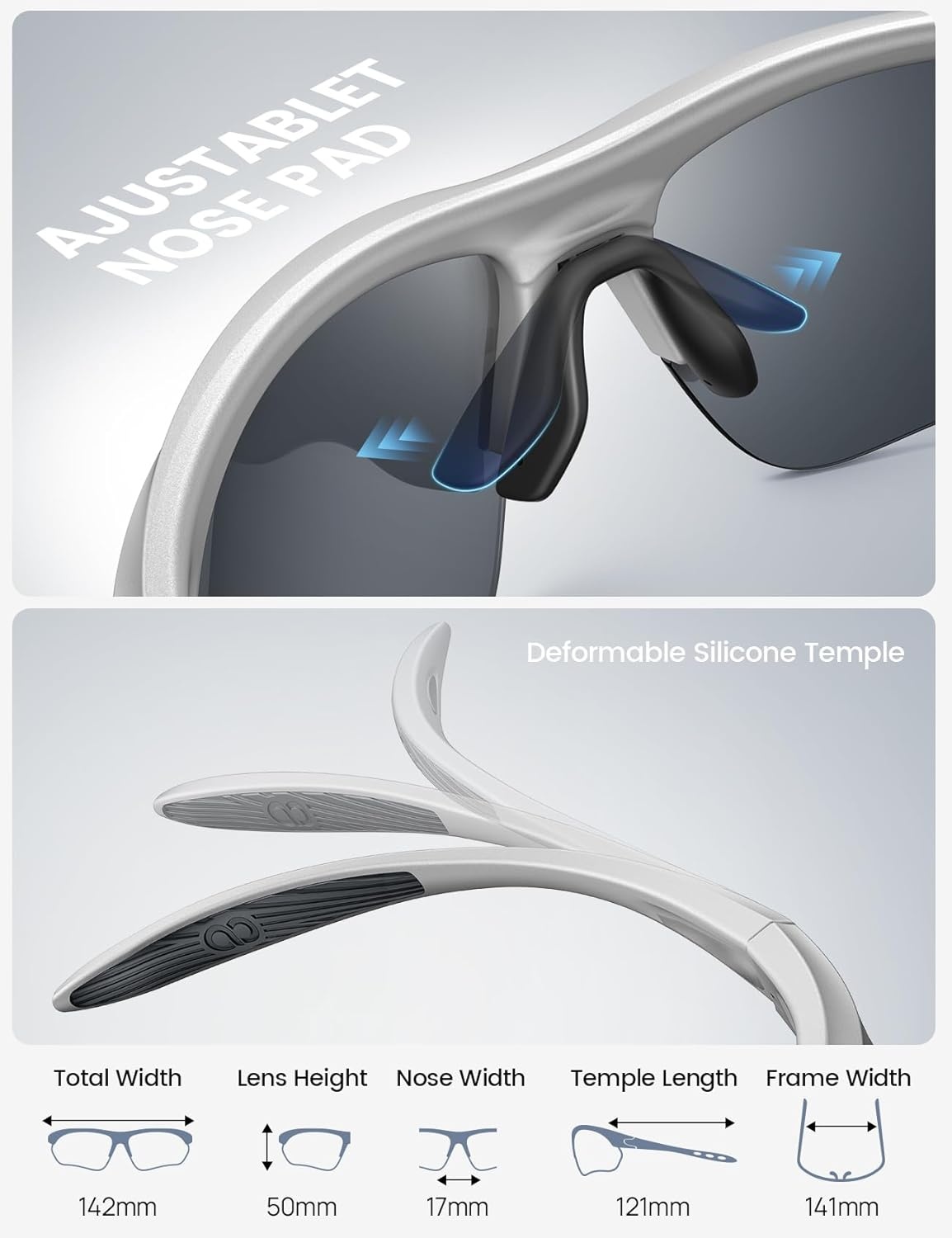image:imageLamicall 22g Polarized Sports Sunglasses for Men Women UV400 Protection Sun Glasses for Running Cycling Baseball DrivingSilver Framesilver Gray Lens