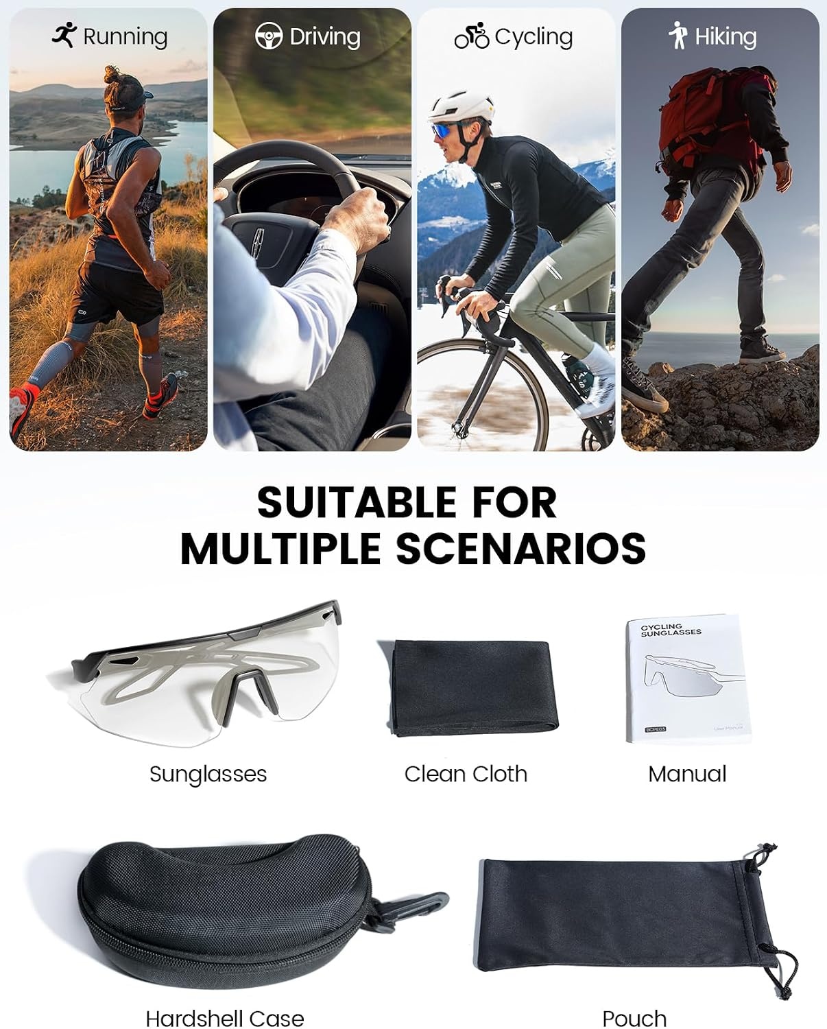 image:imageLamicall 24g Polarized Sports Sunglasses for Men Women UV400 Protection Sun Glasses for Baseball Running Cycling FishingBlack Framephotochromic Gold Lens