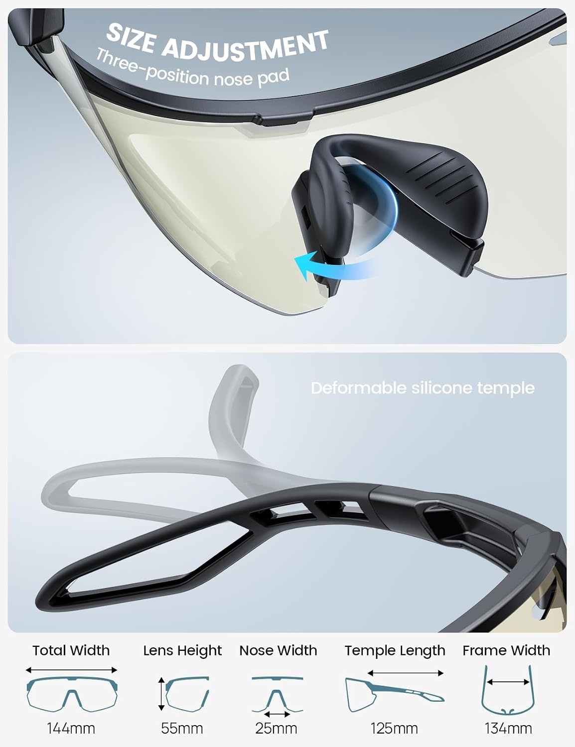 image:imageLamicall 24g Polarized Sports Sunglasses for Men Women UV400 Protection Sun Glasses for Baseball Running Cycling FishingBlack Framephotochromic Gold Lens