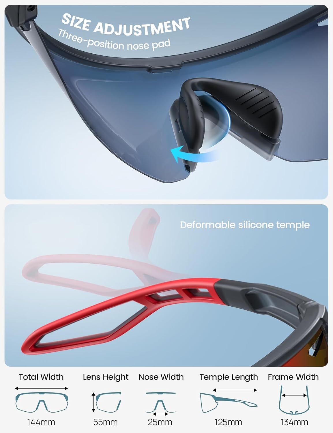 image:imageLamicall 24g Polarized Sports Sunglasses for Men Women UV400 Protection Sun Glasses for Baseball Running Cycling FishingBlack Framered Lens