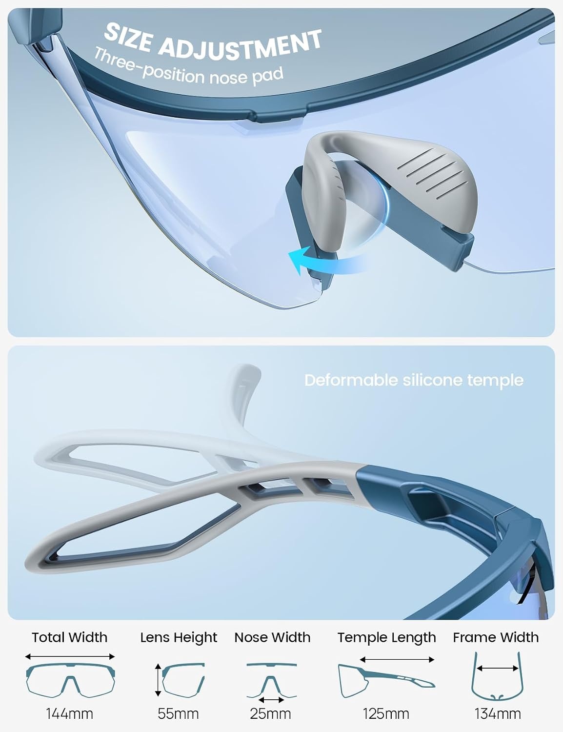 image:imageLamicall 24g Polarized Sports Sunglasses for Men Women UV400 Protection Sun Glasses for Baseball Running Cycling FishingBlue Framephotochromic Blue Lens
