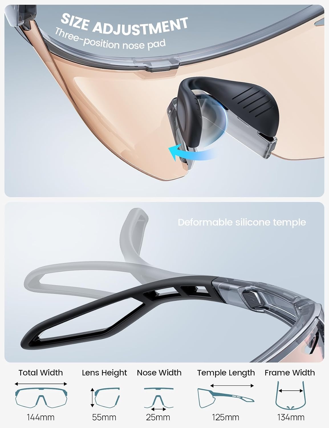 image:imageLamicall 24g Polarized Sports Sunglasses for Men Women UV400 Protection Sun Glasses for Baseball Running Cycling FishingTransparent Framephotochromic Red Lens