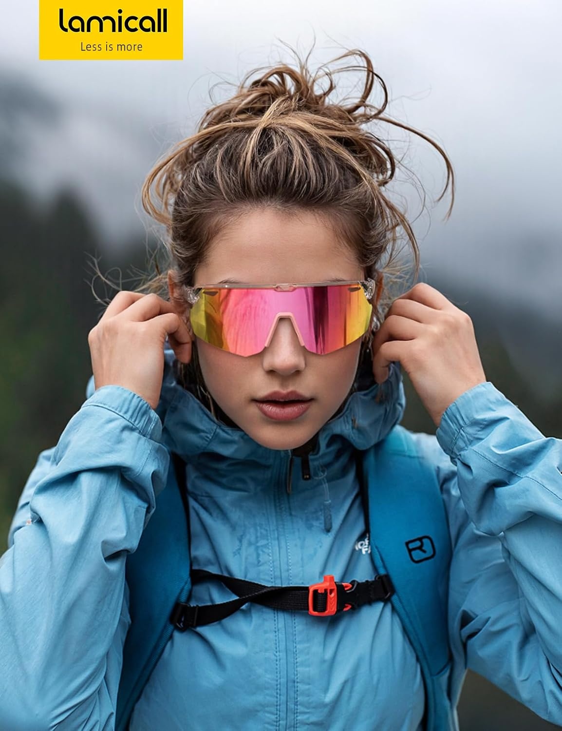image:imageLamicall 24g Polarized Sports Sunglasses for Men Women UV400 Protection Sun Glasses for Baseball Running Cycling FishingTransparent Framepink Lens