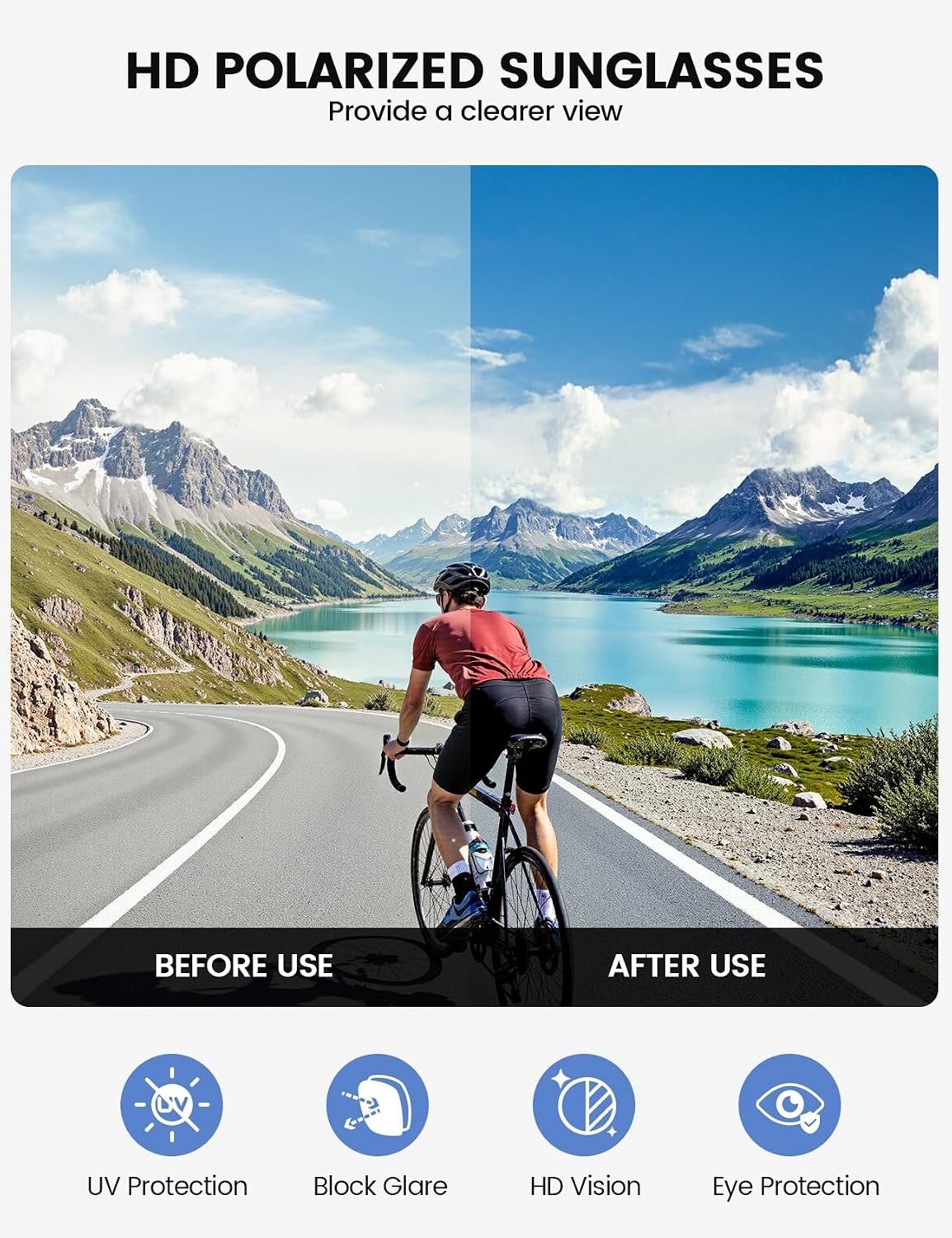 image:imageLamicall 24g Polarized Sports Sunglasses for Men Women UV400 Protection Sun Glasses for Baseball Running Cycling FishingWhite Frameblue Lens