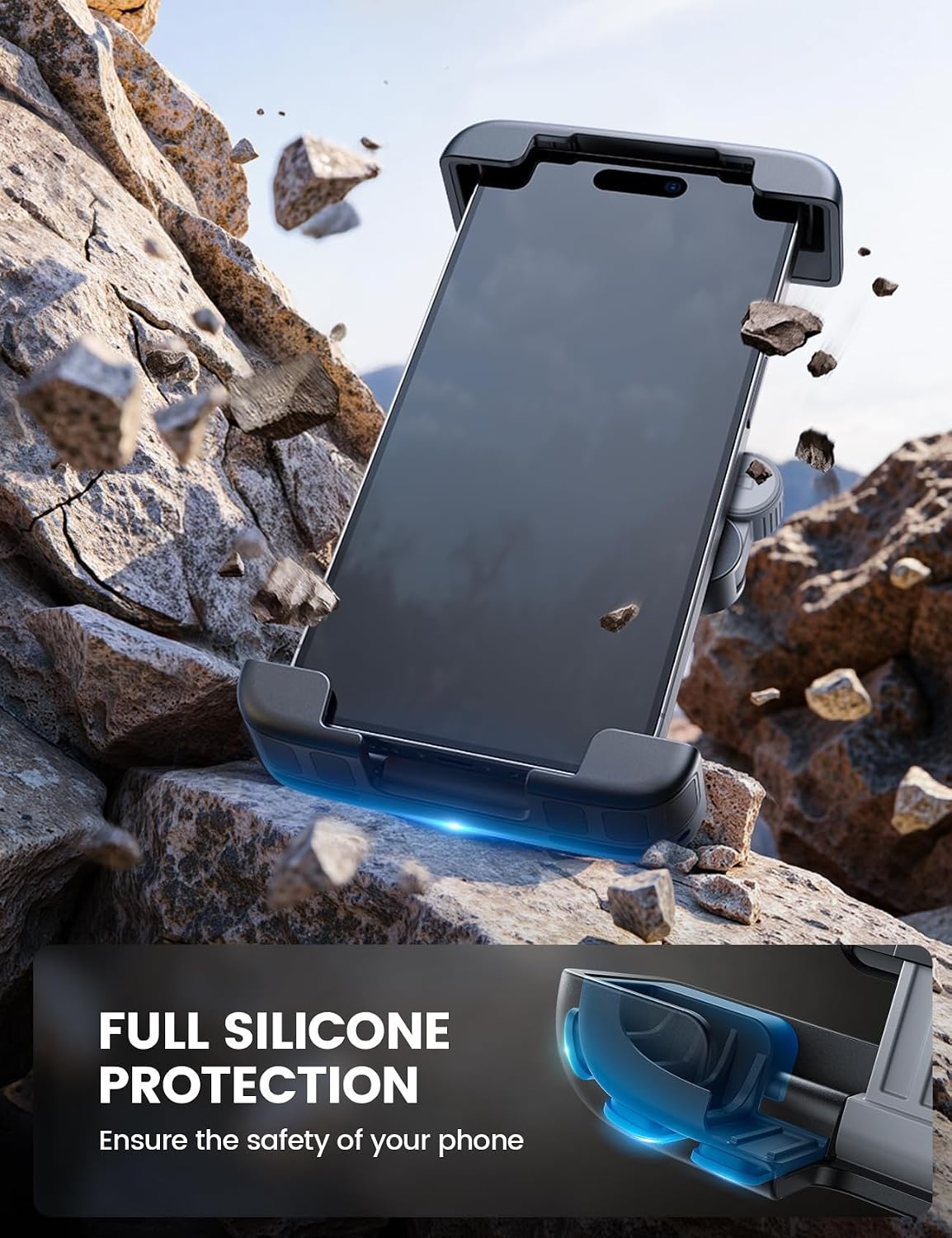 image:imageLamicall Bike Motorcycle Phone Mount Holder 1s Quick Lock Bike Cell Phone Holder Clip Bicycle Scooter Handlebar Clamp for iPhone 17 16 15 Pro Max Galaxy S25 Ultra 672 PhonesGray