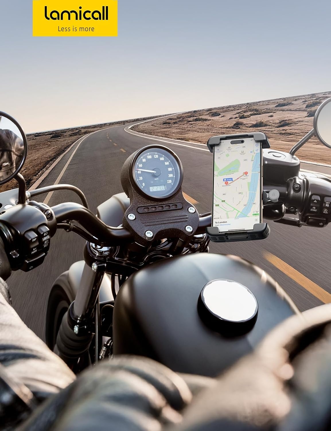 image:imageLamicall Bike Motorcycle Phone Mount Holder 1s Quick Lock Bike Cell Phone Holder Clip Bicycle Scooter Handlebar Clamp for iPhone 17 16 15 Pro Max Galaxy S25 Ultra 672 PhonesGray