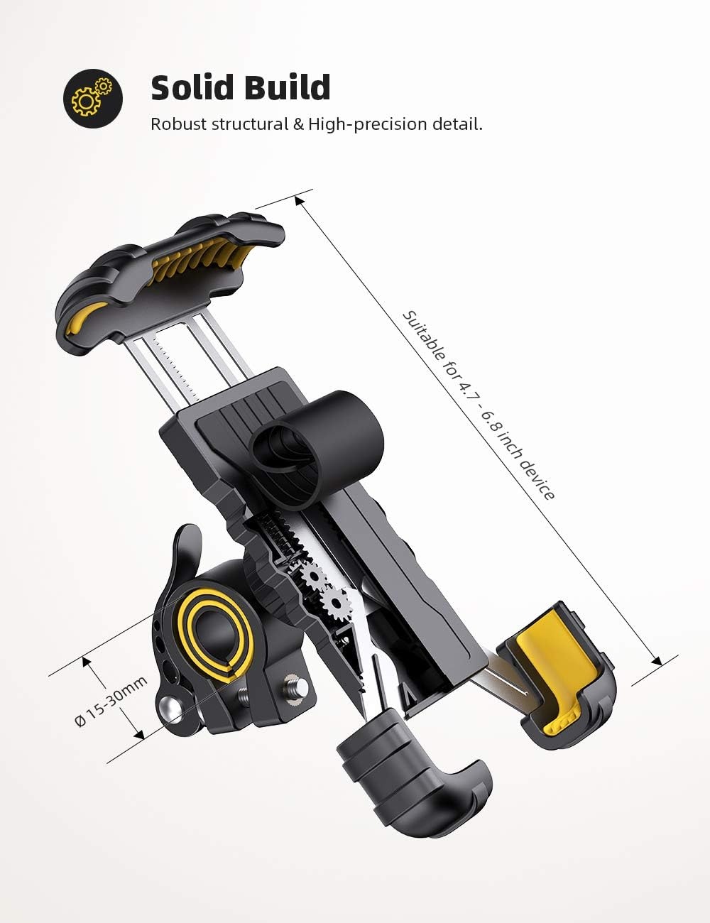 image:imageLamicall Bike Phone Holder Motorcycle Mount OneHand Operation Lockable 360 Rotation Handlebar Clamp for 4768 iPhone 17 Pro Max Air Rubber Protect Road Mountain Bike EBike Scooter HolderYellow