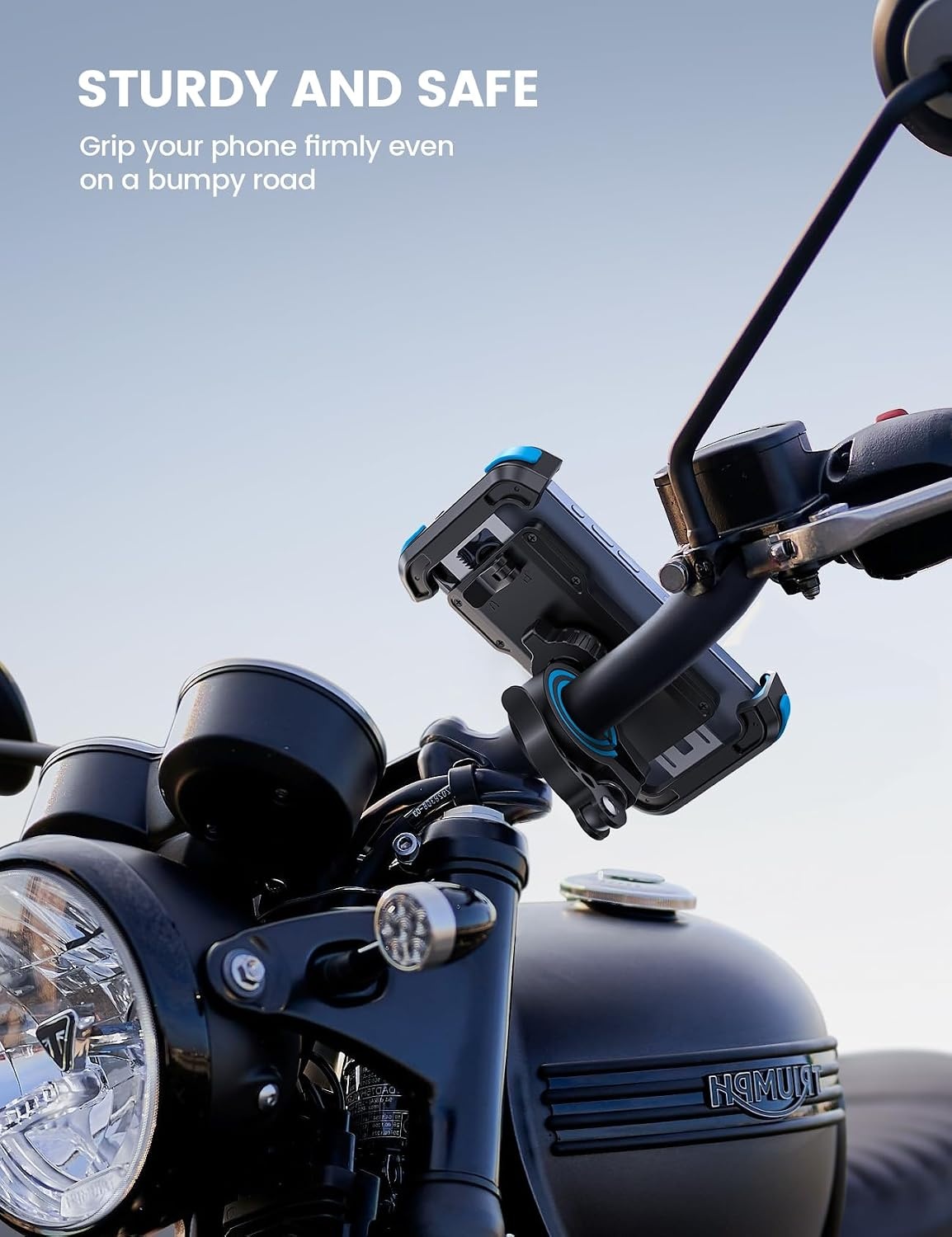 image:imageLamicall Bike Phone Mount Holder Motorcycle Phone Mount Adjustable Cell Phone Holder Gifts EBike Bicycle Scooter Handlebar Cradle Clip for iPhone Air 17 Pro Max 16 15 Plus 14 4768 PhoneBlue