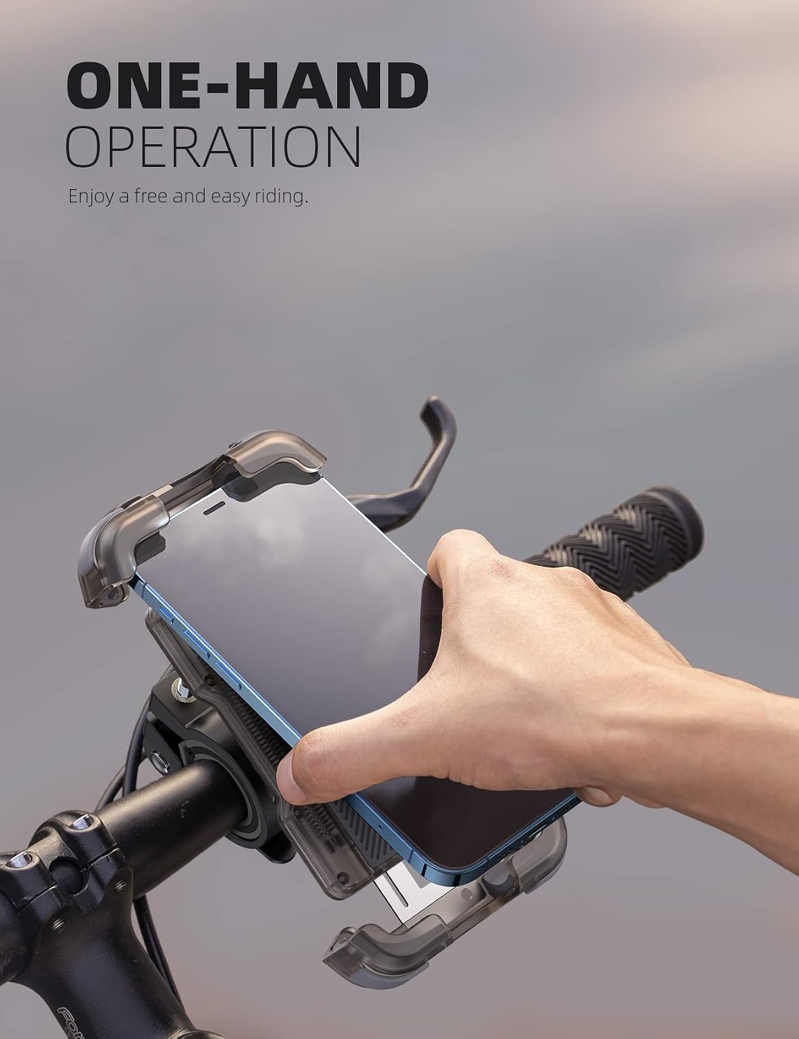 image:imageLamicall Bike Phone Mount Holder Motorcycle Phone Mount Adjustable Cell Phone Holder Gifts EBike Bicycle Scooter Handlebar Cradle Clip for iPhone Air 17 Pro Max 16 15 Plus 14 4768 PhoneTransparent