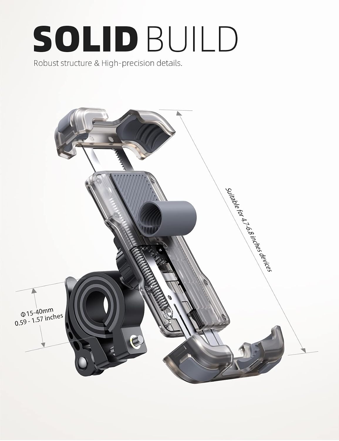 image:imageLamicall Bike Phone Mount Holder Motorcycle Phone Mount Adjustable Cell Phone Holder Gifts EBike Bicycle Scooter Handlebar Cradle Clip for iPhone Air 17 Pro Max 16 15 Plus 14 4768 PhoneTransparent