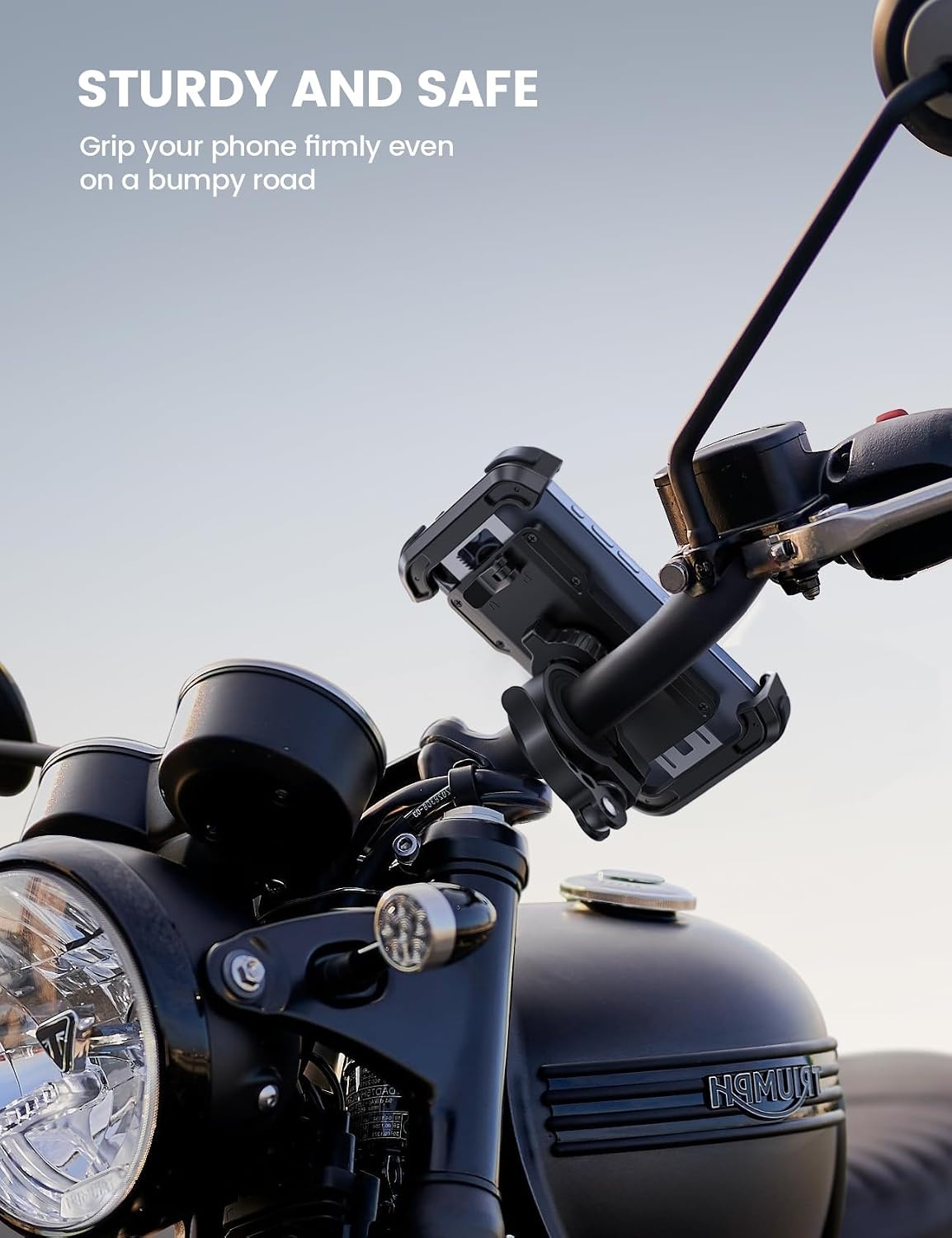 image:imageLamicall Bike Phone Mount Holder Motorcycle Phone Mount Adjustable Cell Phone Holder Gifts EBike Bicycle Scooter Handlebar Cradle Clip for iPhone Air 17 Pro Max 16 15 Plus 14 4768 PhoneBlack