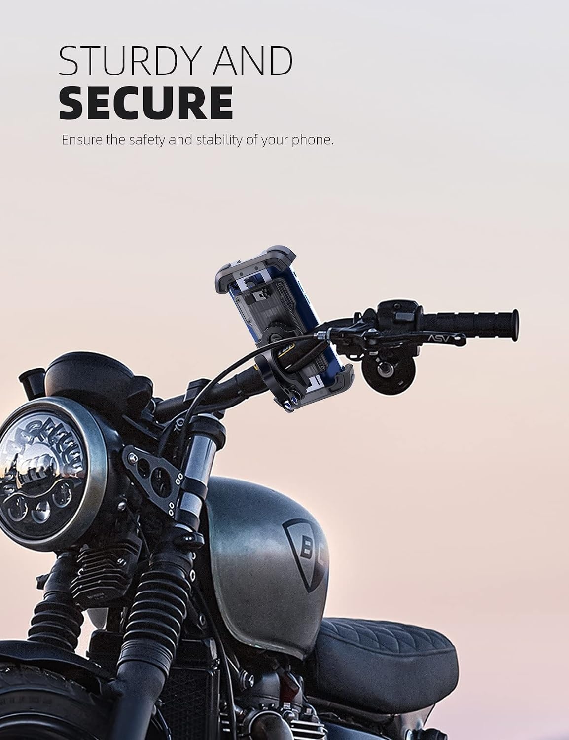 image:imageLamicall Bike Phone Mount Holder Motorcycle Phone Mount Adjustable Cell Phone Holder Gifts EBike Bicycle Scooter Handlebar Cradle Clip for iPhone Air 17 Pro Max 16 15 Plus 14 4768 PhoneTransparent