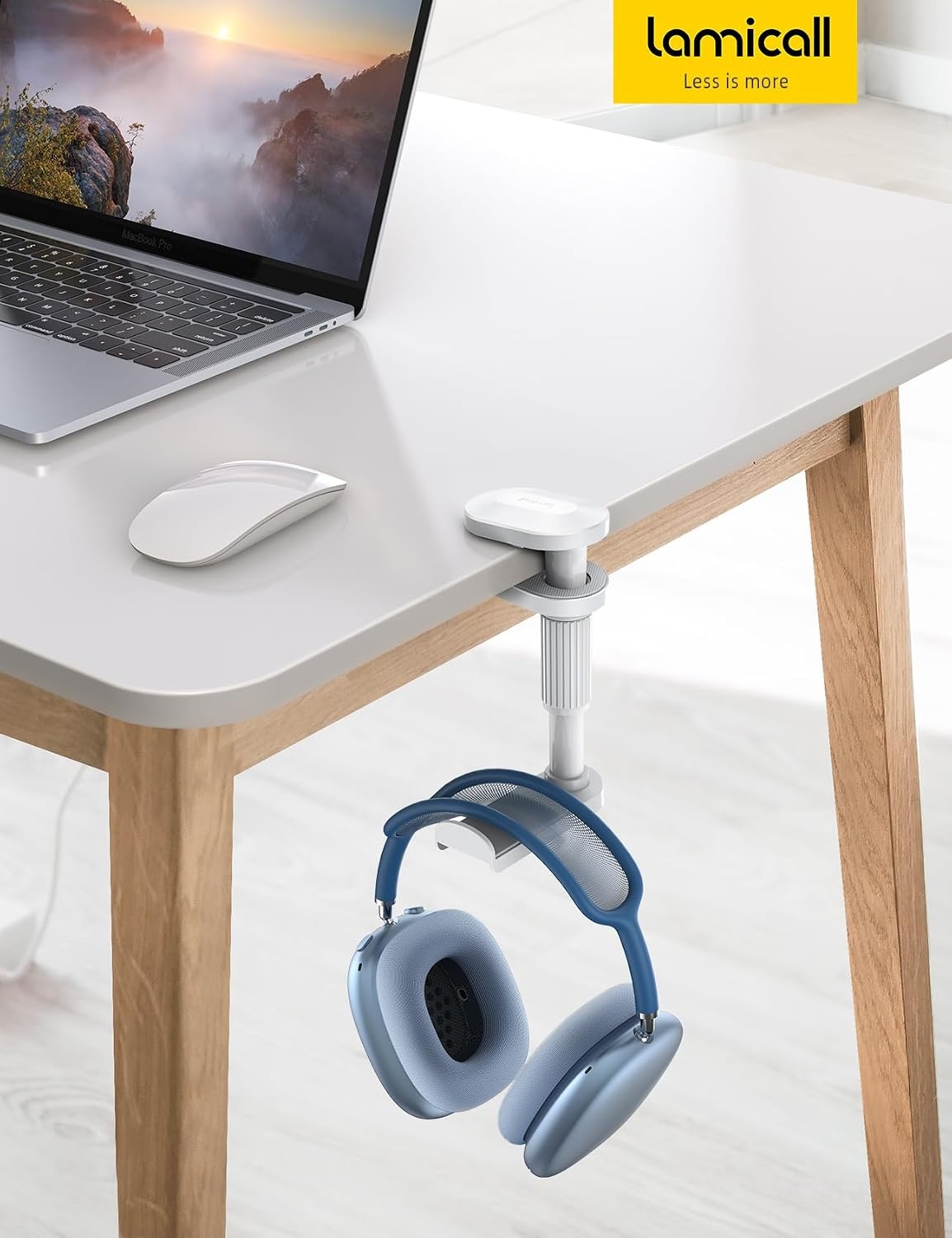 image:imageLamicall Headphone Stand Headset Holder 2025 Upgarded 360 Rotating Headphone Hanger Earphone Holder Hook Mount Clamp Under Desk for Airpods Max Sennheiser More WhiteWhite