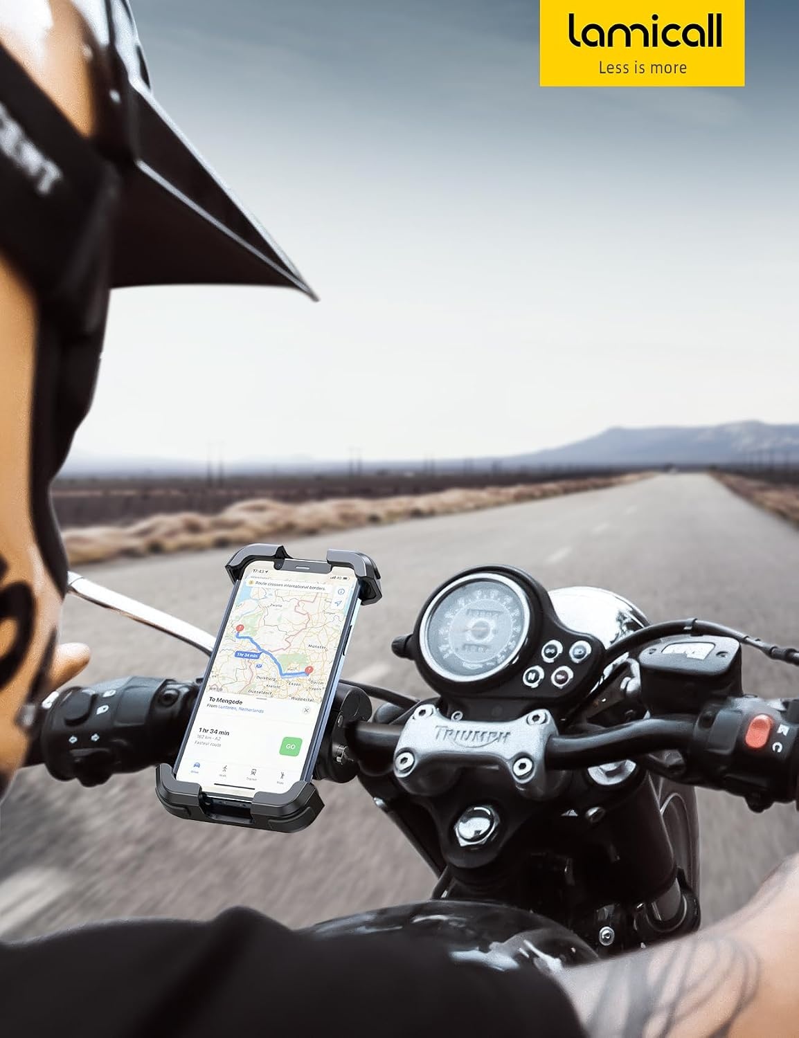 image:imageLamicall Motorcycle Bike Phone Holder with Upgrade Quick Install Bar Clip Metal Lock Bicycle Phone Mount Scooter Phone Holder Cell Phone Clamp for iPhone Galaxy 4768 Phones BlackBlack