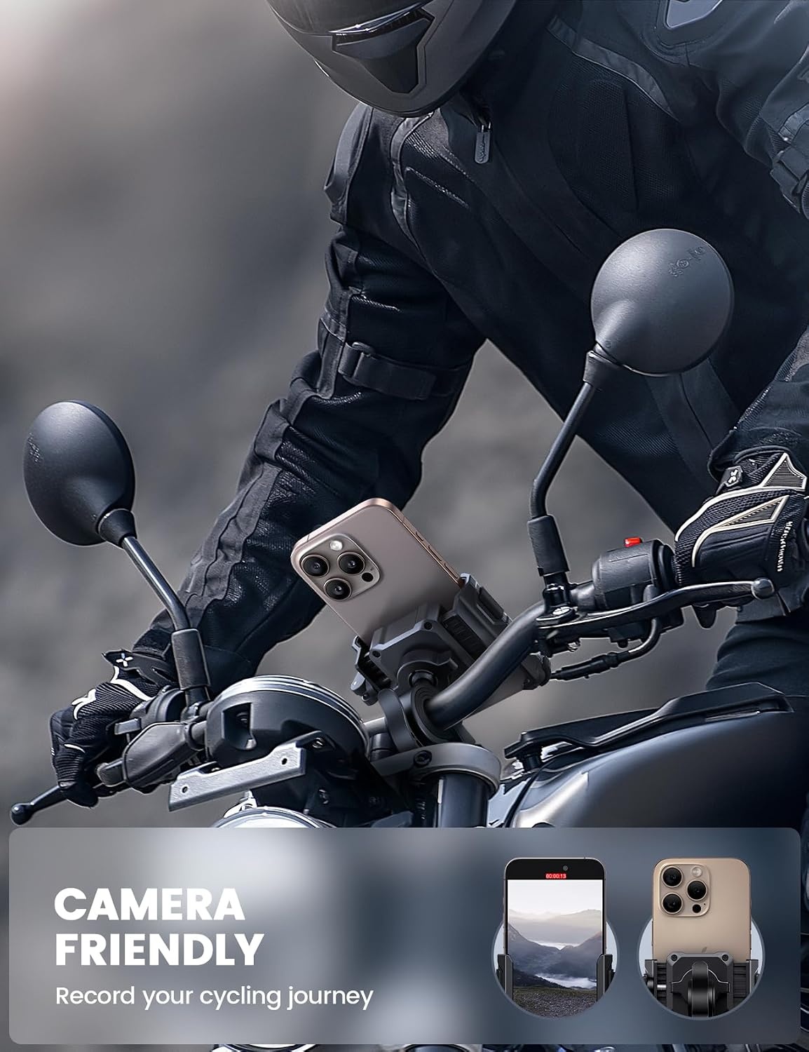image:imageLamicall Motorcycle Bike Phone Mount 1s Lock Bike Phone Holder No Block Camera Bicycle Cell Phone Holder Clamp Scooter Bar Clip Gifts for iPhone Pro Max Galaxy S25 Ultra 477 PhonesBlack