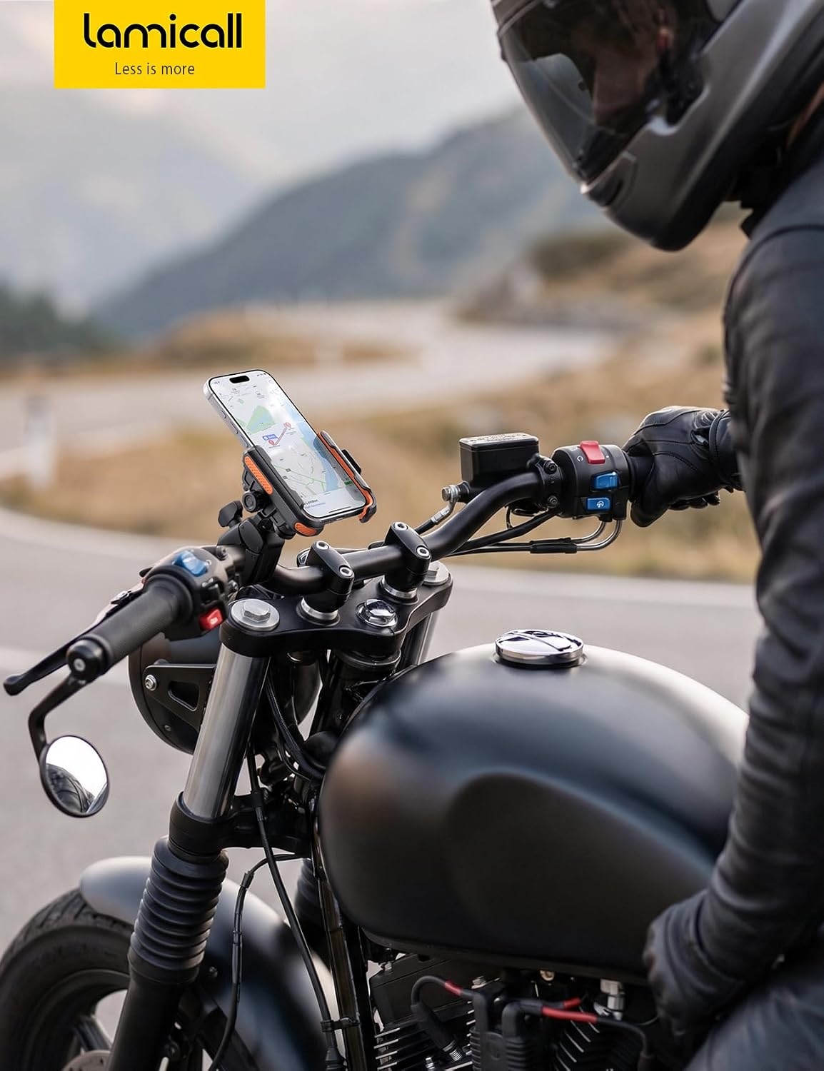 image:imageLamicall Motorcycle Bike Phone Mount with Upgrade Vibration Dampener Camera Friendly for 672 Phones Bike Phone Holder Handlebar Clamp Bicycle Cell Phone Mount iPhone GalaxyOrange