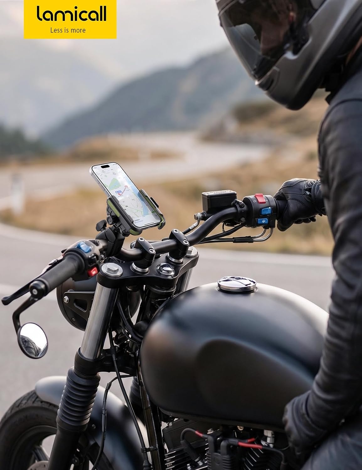 image:imageLamicall Motorcycle Bike Phone Mount with Upgrade Vibration Dampener Camera Friendly for 672 Phones Bike Phone Holder Handlebar Clamp Bicycle Cell Phone Mount iPhone GalaxyGreen
