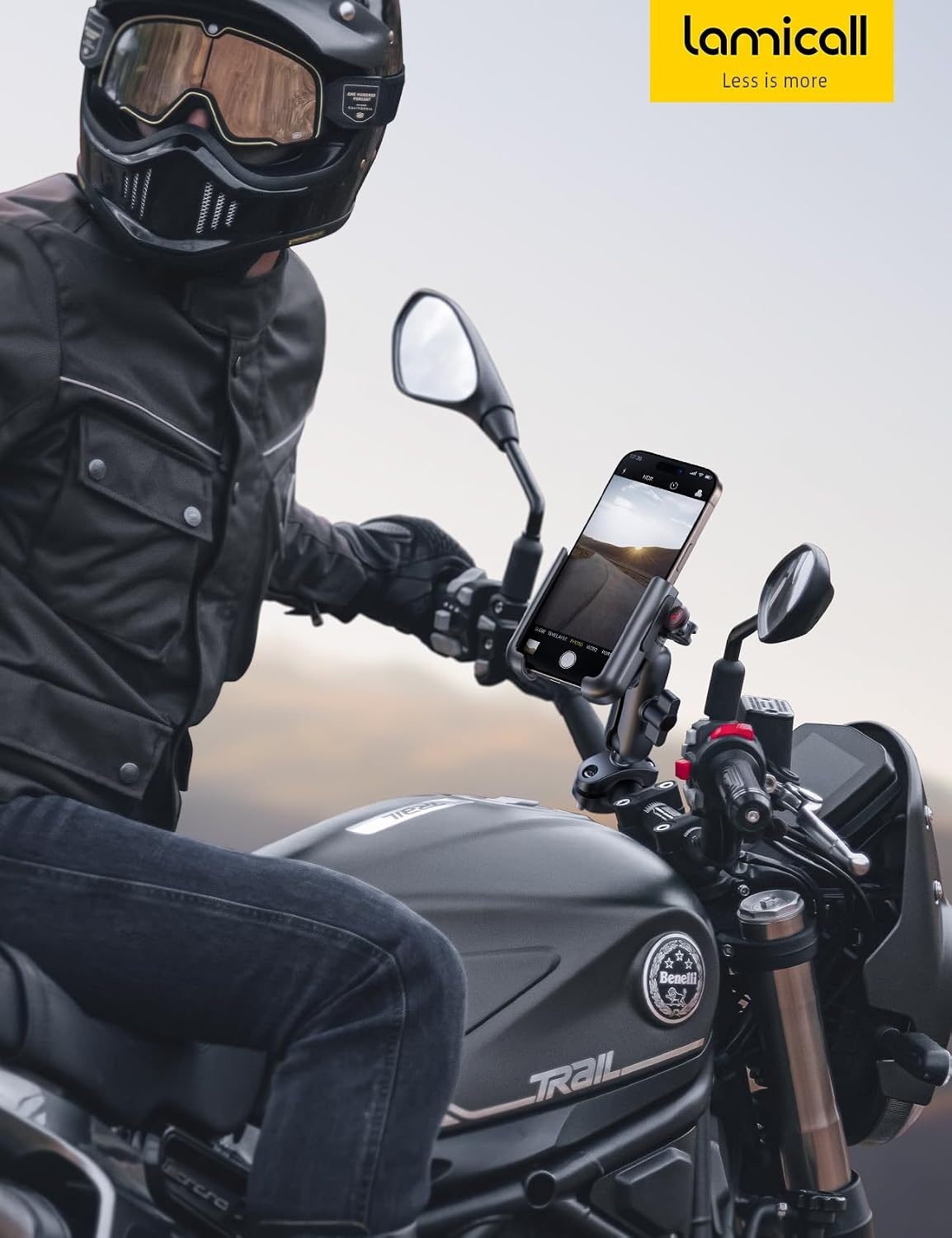 image:imageLamicall Motorcycle Phone Mount Holder All Metal Anti Shake 1s Lock Bike Phone Holder Handlebar Clamp Bicycle Cell Phone Mount for iPhone 17 Pro Max Galaxy 4772 Phones BlackBlack