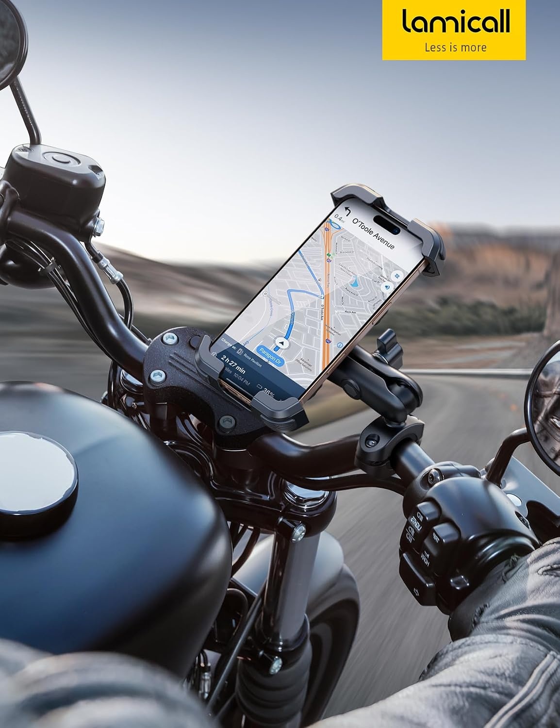 image:imageLamicall Motorcycle Phone Mount Holder with Dual Vibration Dampener Metal Adjustment Arm Motorcycle Cell Phone Holder Bike Handlebar Phone Mount for iPhone 16 15 14 Pro Max 4767 PhonesGreen