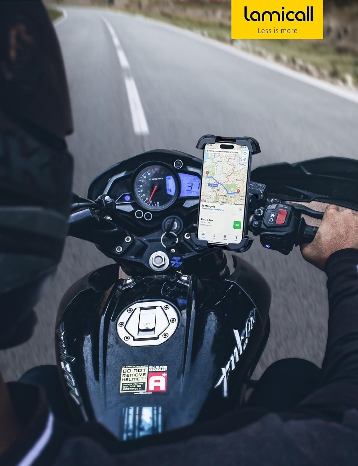 image:imageLamicall Motorcycle Phone Mount Holder with Dual Vibration Dampener Upgrade Handlebar Clip Motorcycle Cell Phone Holder Bike Phone Mount for iPhone Pro Max 4767 Phones BlackBlack