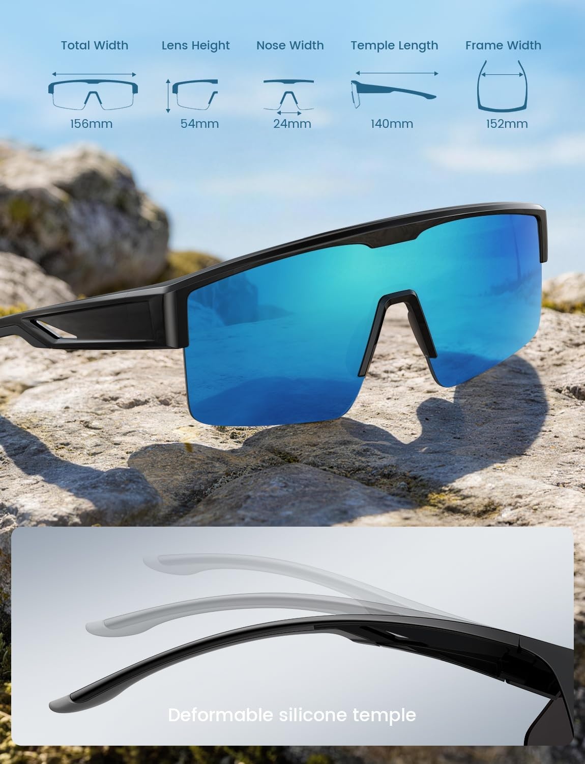image:imageLamicall Polarized Fit Over Glasses Sunglasses UV400 Protection for Men Women Oversized Sun Glasses for Driving CyclingBlack Frameblue Lens