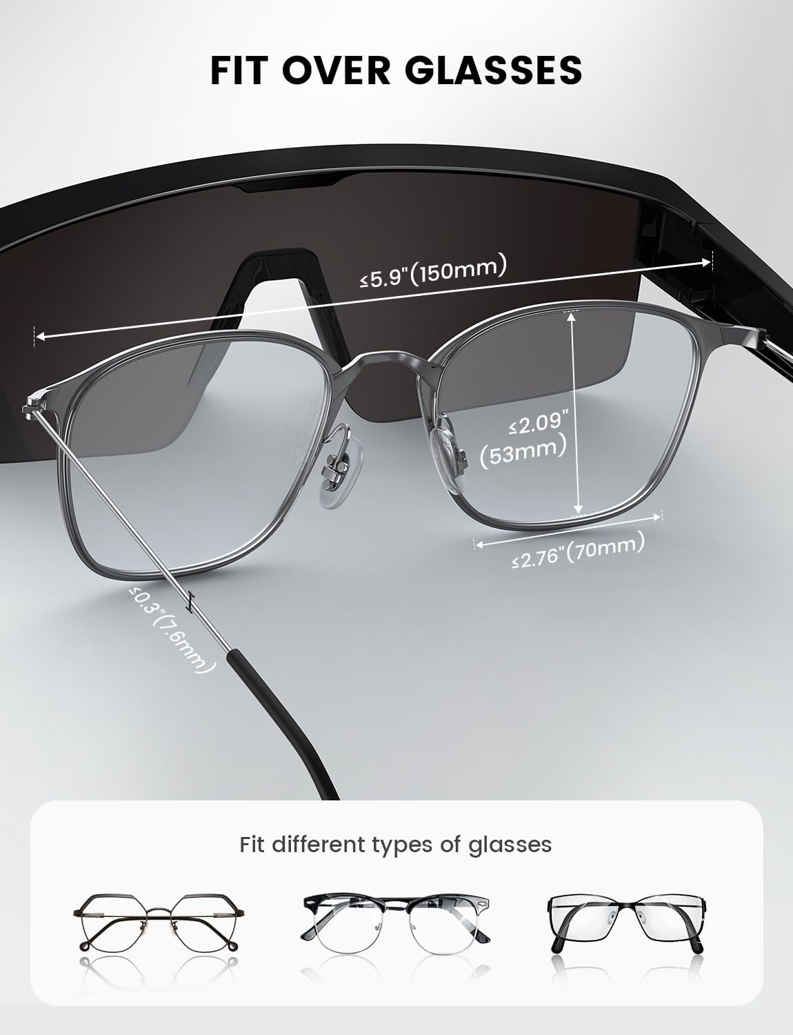 image:imageLamicall Polarized Fit Over Glasses Sunglasses UV400 Protection for Men Women Oversized Sun Glasses for Driving CyclingBlack Frameblue Lens