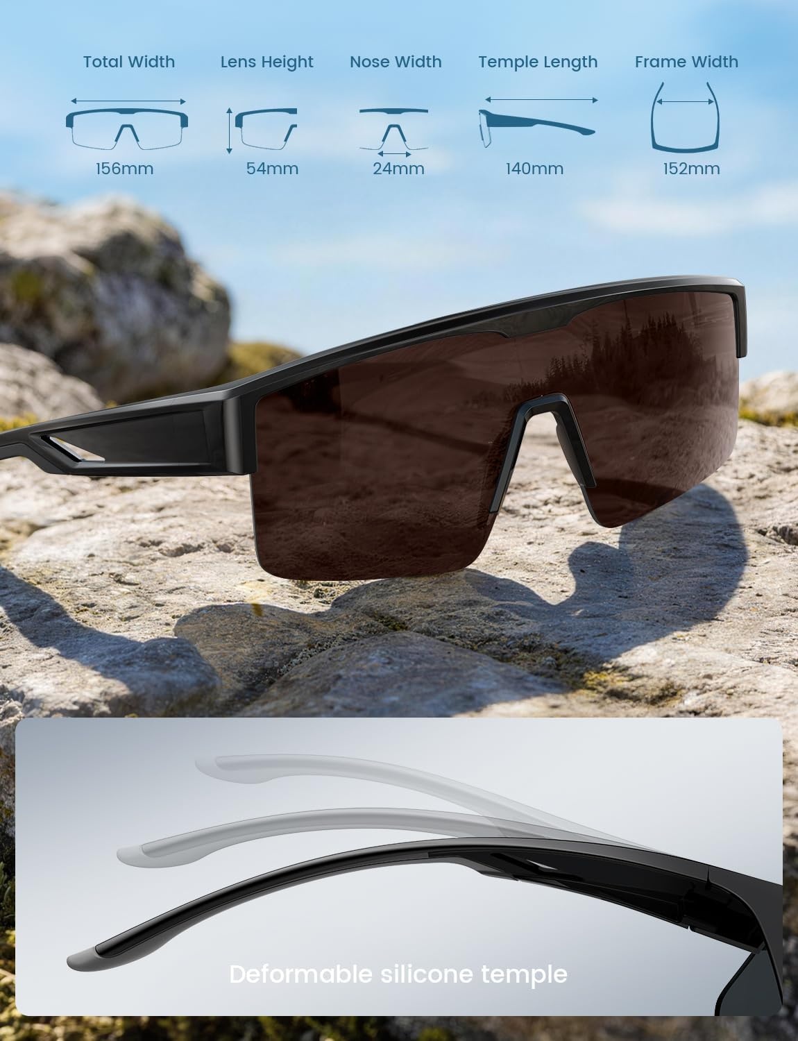 image:imageLamicall Polarized Fit Over Glasses Sunglasses UV400 Protection for Men Women Oversized Sun Glasses for Driving CyclingBlack Framebrown Lens