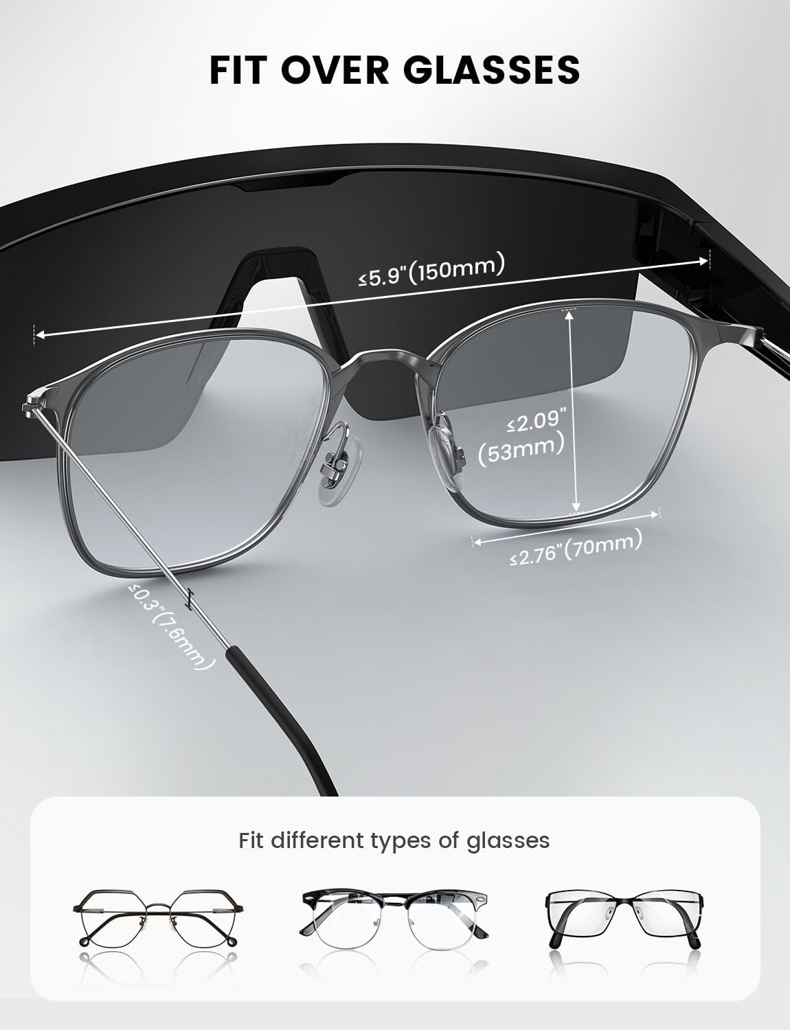 image:imageLamicall Polarized Fit Over Glasses Sunglasses UV400 Protection for Men Women Oversized Sun Glasses for Driving CyclingBlack Framegray Lens