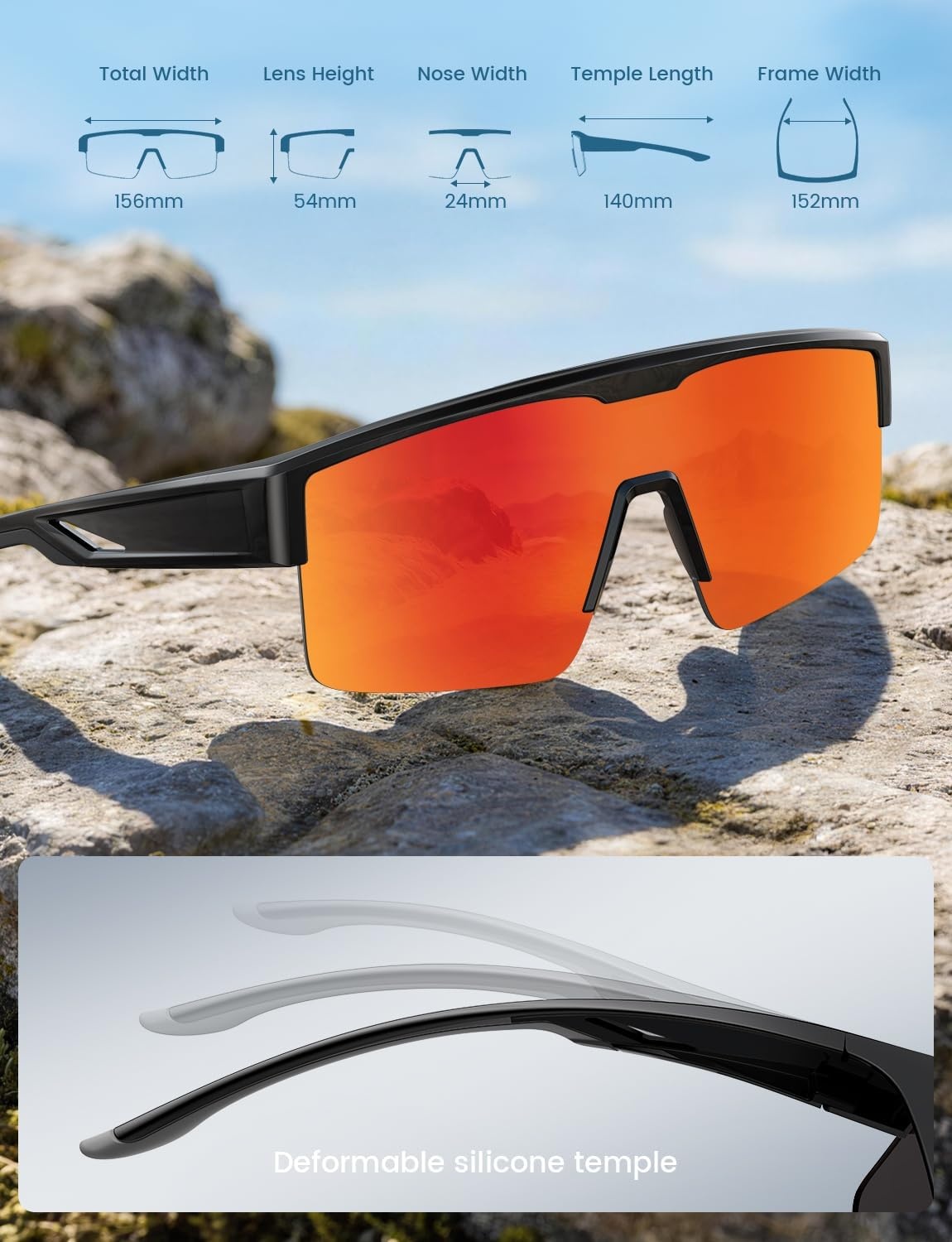 image:imageLamicall Polarized Fit Over Glasses Sunglasses UV400 Protection for Men Women Oversized Sun Glasses for Driving CyclingBlack Frameorange Lens
