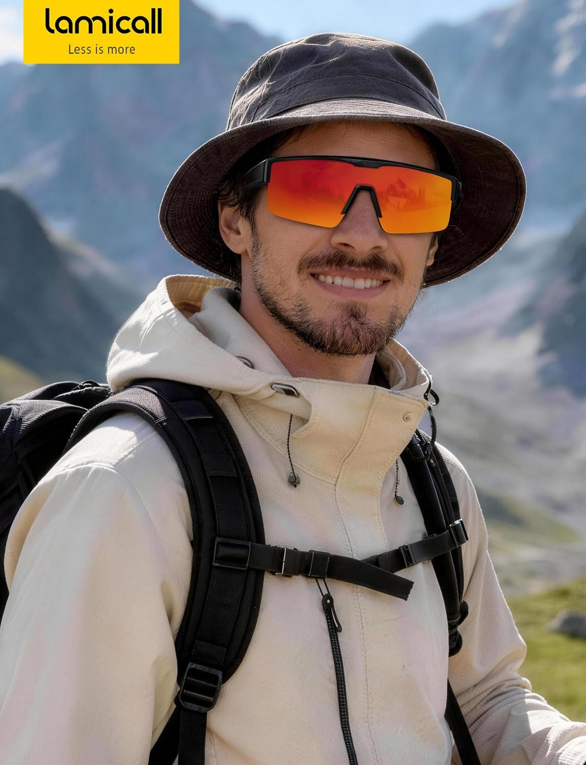 image:imageLamicall Polarized Fit Over Glasses Sunglasses UV400 Protection for Men Women Oversized Sun Glasses for Driving CyclingBlack Frameorange Lens