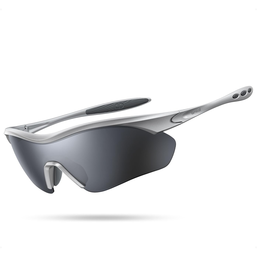 image:imageLamicall 22g Polarized Sports Sunglasses UV400 Protection Men Women Sun Glasses for Driving Running Cycling Baseball GolfSilver Framesilver Gray Lens