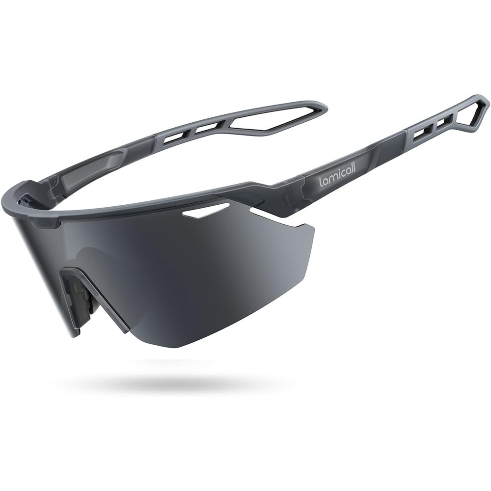 image:imageLamicall 24g Polarized Sports Sunglasses for Men Women  UV400 Protection Sun Glasses for Baseball Running Cycling FishingGray Frame  Gray Lens