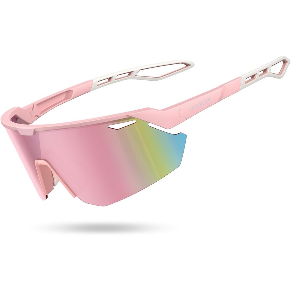 image:imageLamicall 24g Polarized Sports Sunglasses for Men Women UV400 Protection Sun Glasses for Baseball Running Cycling FishingPink Framedeep Pink Lens