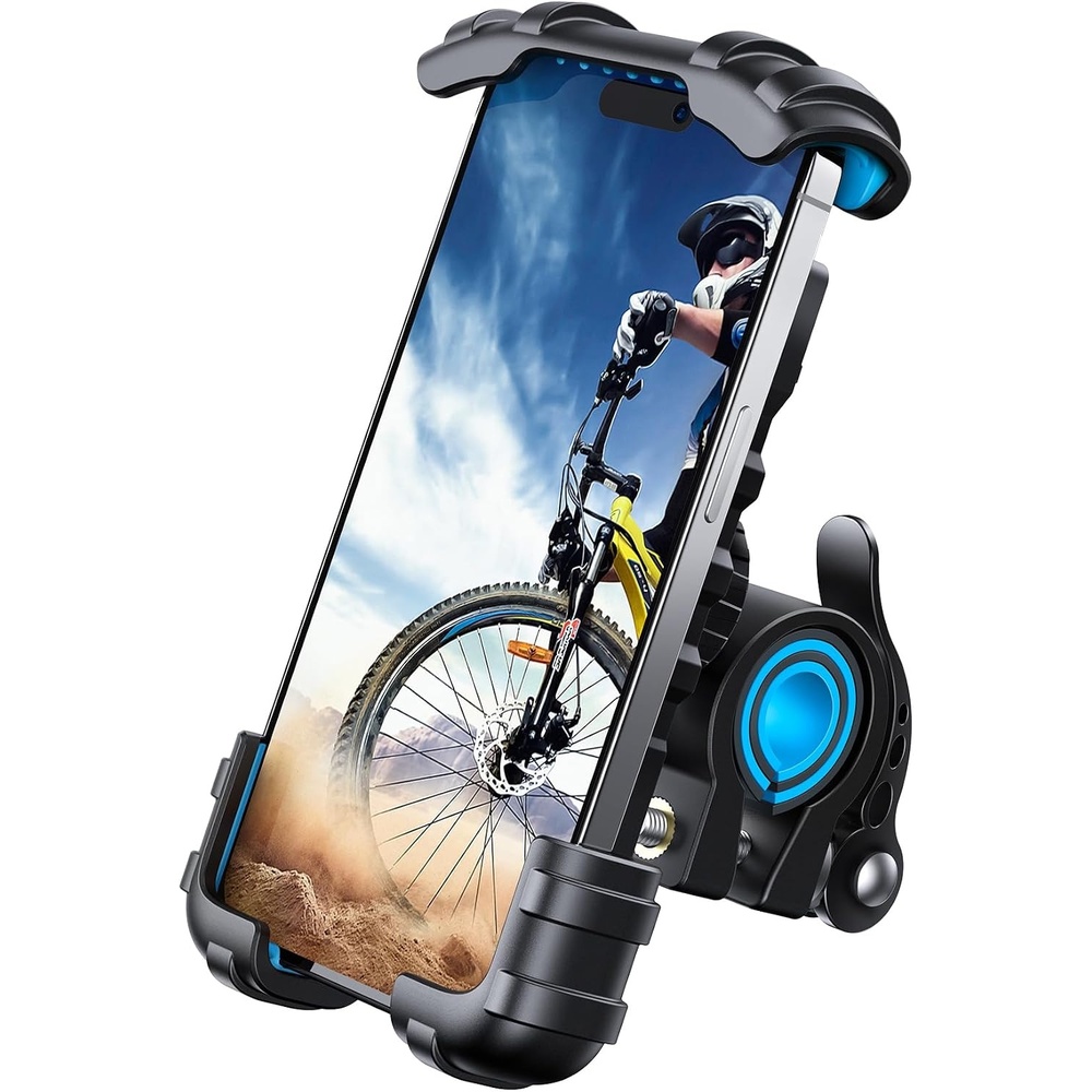 image:imageLamicall Bike Phone Holder Motorcycle Mount  OneHand Operation Lockable  360 Rotation Handlebar Clamp for 4768 iPhone 17 Pro Max Air Rubber Protect Road Mountain Bike EBike Scooter HolderBlue