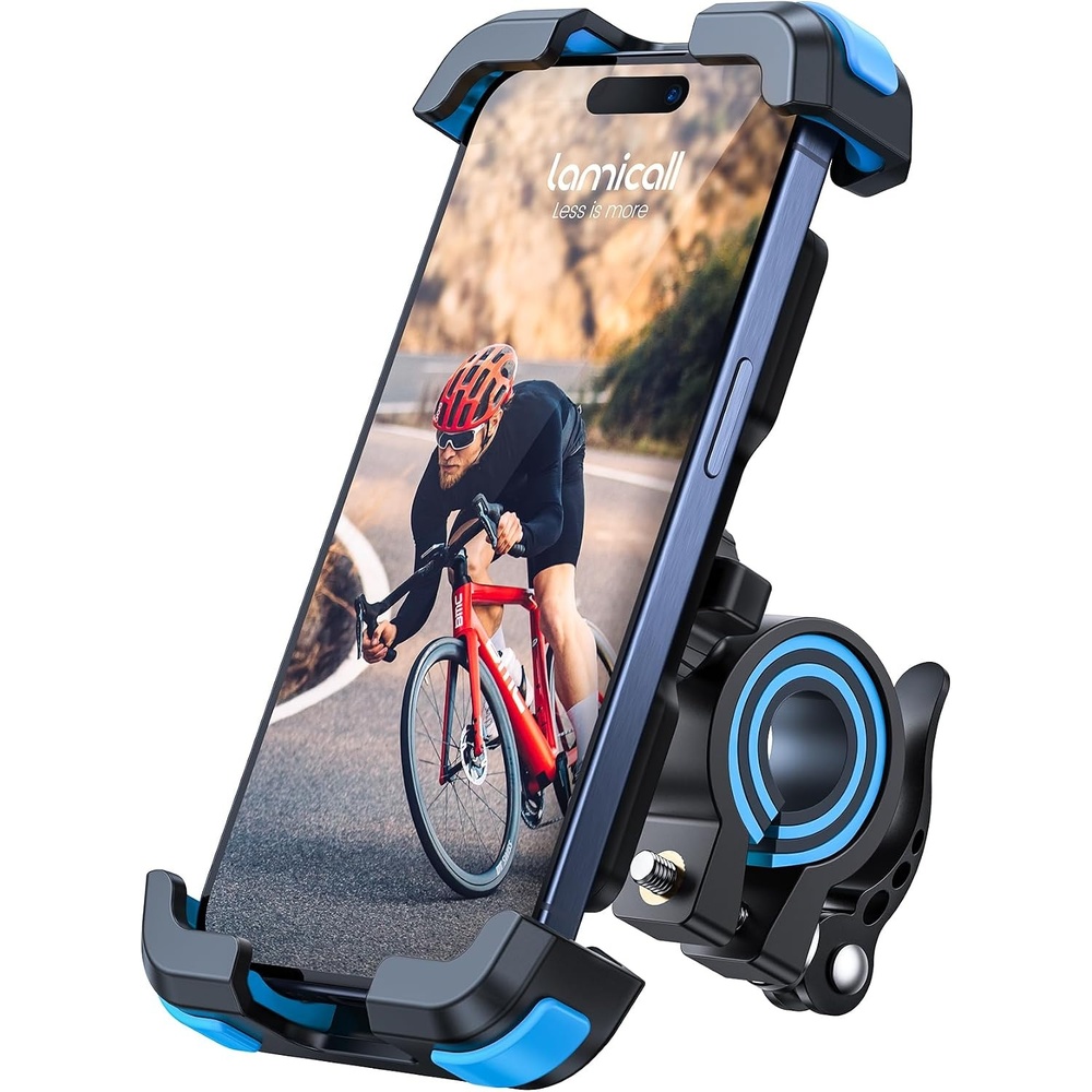 image:imageLamicall Bike Phone Mount Holder Motorcycle Phone Mount Adjustable Cell Phone Holder Gifts EBike Bicycle Scooter Handlebar Cradle Clip for iPhone Air 17 Pro Max 16 15 Plus 14 4768 PhoneBlue