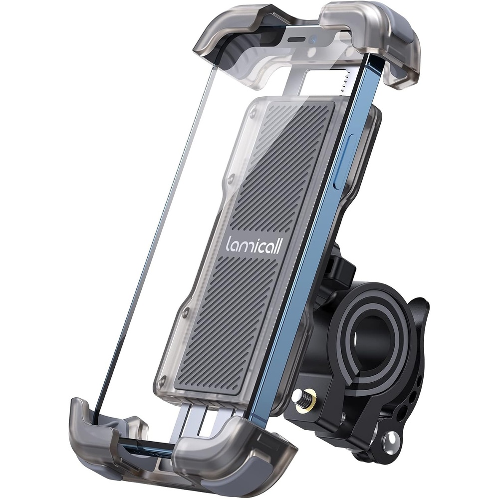 image:imageLamicall Bike Phone Mount Holder Motorcycle Phone Mount Adjustable Cell Phone Holder Gifts EBike Bicycle Scooter Handlebar Cradle Clip for iPhone Air 17 Pro Max 16 15 Plus 14 4768 PhoneTransparent