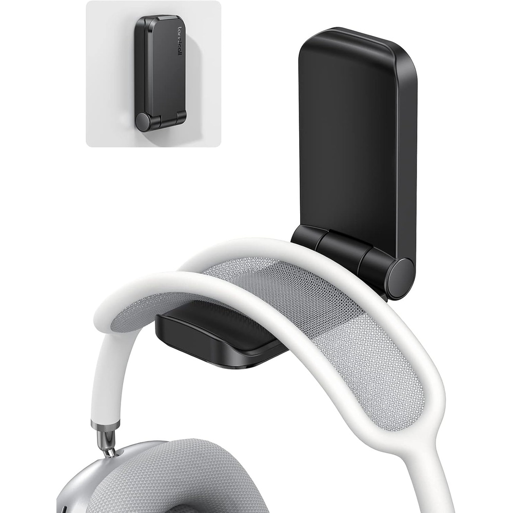 image:imageLamicall Headphone Stand Sticky Headset Hanger Adhesive Headphone Holder  Headset Hook Mount Clip Under Desk Earphone Clamp for Airpods Max HyperX Sennheiser BlackBlack  One Pack
