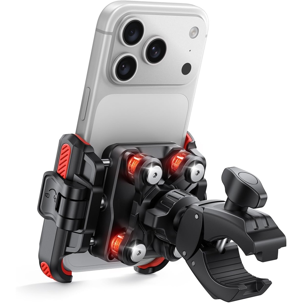 image:imageLamicall Motorcycle Bike Phone Mount with Upgrade Vibration Dampener Camera Friendly for 672 Phones Bike Phone Holder Handlebar Clamp Bicycle Cell Phone Mount iPhone GalaxyRed
