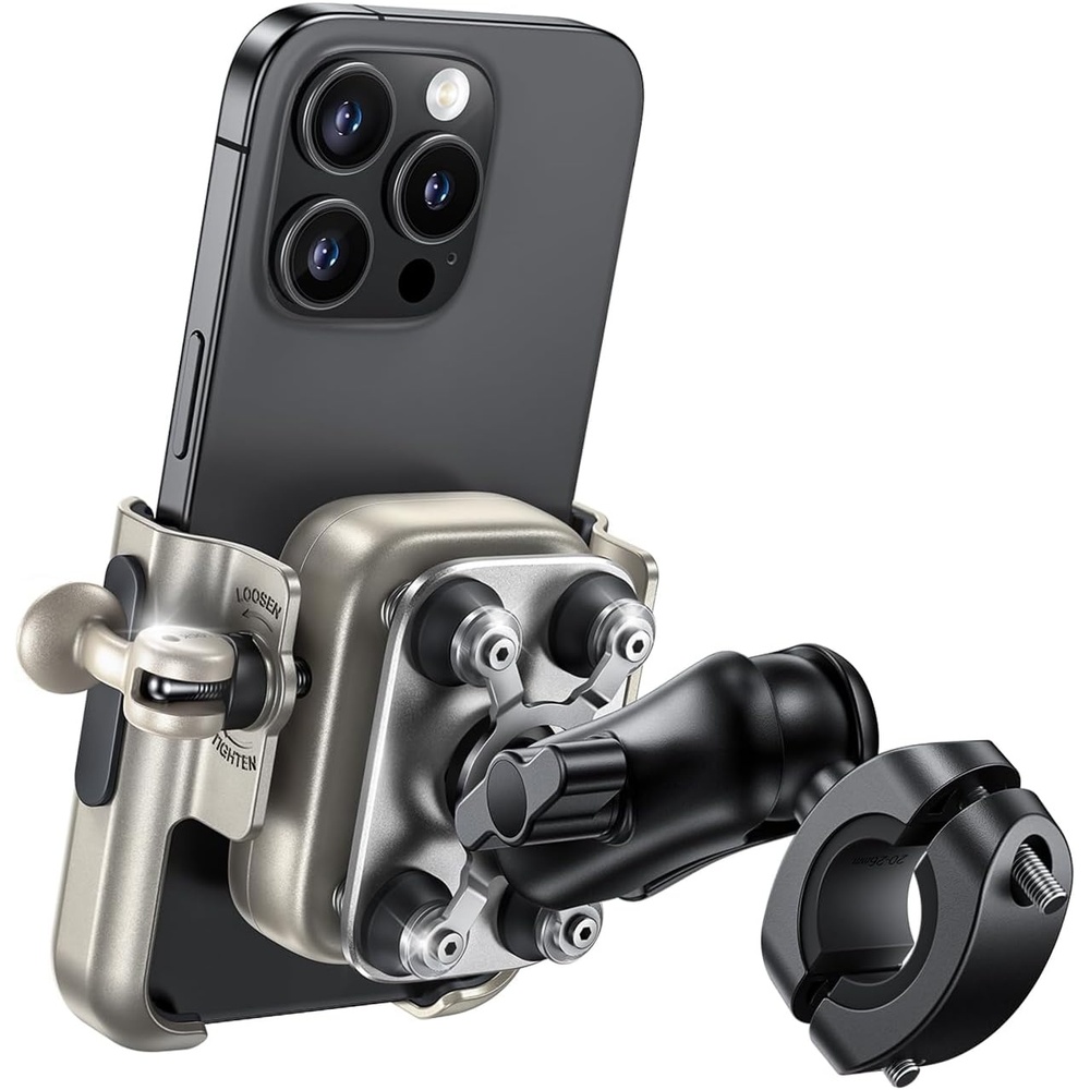 image:imageLamicall Motorcycle Phone Mount Holder All Metal Anti Shake 1s Lock Bike Phone Holder Handlebar Clamp Bicycle Cell Phone Mount for iPhone 17 Pro Max Galaxy 4772 Phones BlackGold