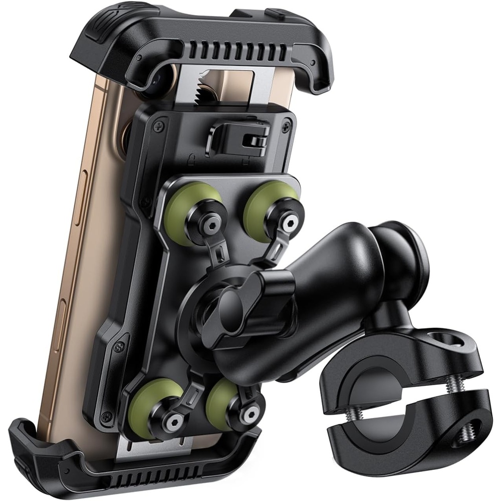image:imageLamicall Motorcycle Phone Mount Holder with Dual Vibration Dampener Metal Adjustment Arm Motorcycle Cell Phone Holder Bike Handlebar Phone Mount for iPhone 16 15 14 Pro Max 4767 PhonesGreen