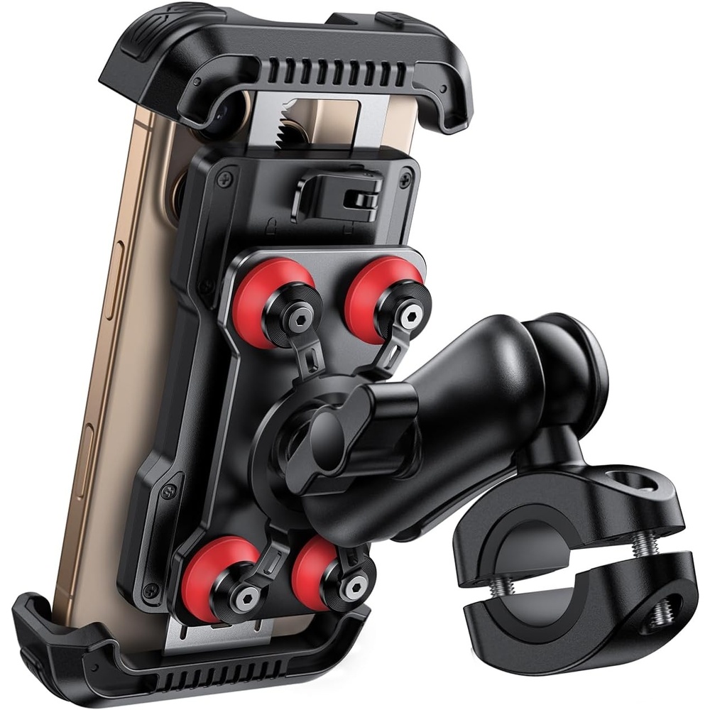 image:imageLamicall Motorcycle Phone Mount Holder with Dual Vibration Dampener Metal Adjustment Arm Motorcycle Cell Phone Holder Bike Handlebar Phone Mount for iPhone 16 15 14 Pro Max 4767 PhonesRed