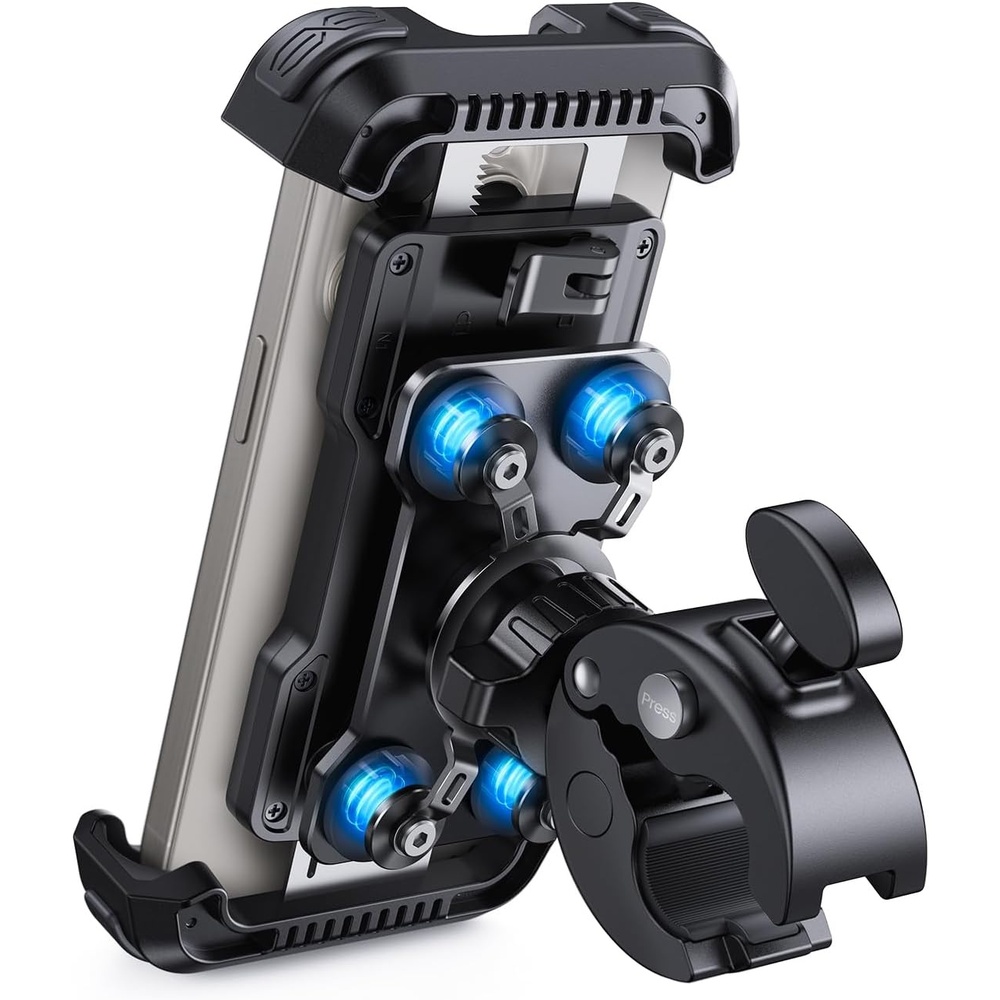 image:imageLamicall Motorcycle Phone Mount Holder with Dual Vibration Dampener Upgrade Handlebar Clip Motorcycle Cell Phone Holder Bike Phone Mount for iPhone Pro Max 4767 Phones BlackBlack