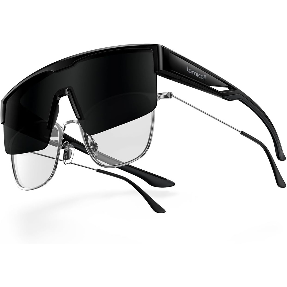image:imageLamicall Polarized Fit Over Glasses Sunglasses UV400 Protection for Men Women Oversized Sun Glasses for Driving CyclingBlack Framegray Lens