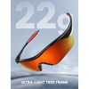 Lamicall 22g Polarized Sports Sunglasses – UV400 Protection Men Women Sun Glasses for Driving Running Cycling Baseball Golf(Black Frame – Red Lens)