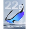 Lamicall 22g Polarized Sports Sunglasses – UV400 Protection Men Women Sun Glasses for Driving Running Cycling Baseball Golf(Transparent Gray Frame-blue Lens)