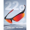 Lamicall 22g Polarized Sports Sunglasses for Men Women – UV400 Protection Sun Glasses for Running Cycling Baseball Driving(Black Frame-red Lens)