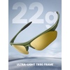 Lamicall 22g Polarized Sports Sunglasses for Men Women – UV400 Protection Sun Glasses for Running Cycling Baseball Driving(Green Frame-gold Lens)