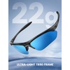 Lamicall 22g Polarized Sports Sunglasses for Men Women – UV400 Protection Sun Glasses for Running Cycling Baseball Driving(Transparent Gray Frame-blue Lens)
