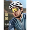 Lamicall 24g Polarized Sports Sunglasses for Men Women – UV400 Protection Sun Glasses for Baseball Running Cycling Fishing(Black Frame-gold Lens)